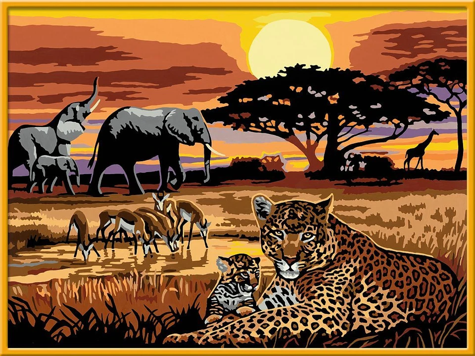 Ravensburger 28819 Malen nach Zahlen Malset Afrika Impressionen Savanne 40x30 cm - Bild 2 von 3