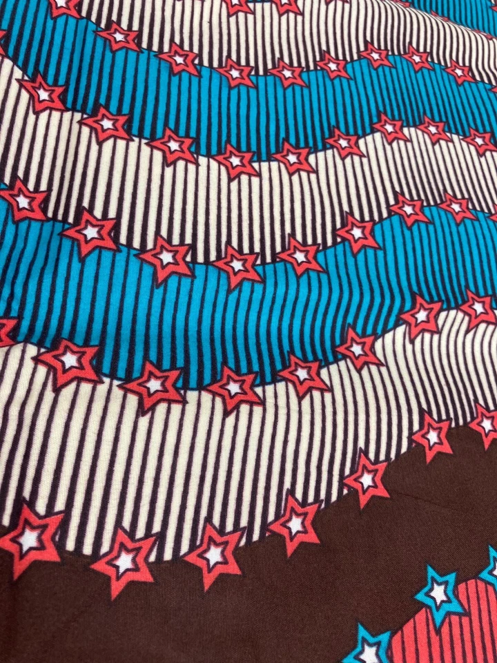 African Fabric Print 6 Yards Poly-cotton Ankara Pink and Blue star - Image 4 of 4