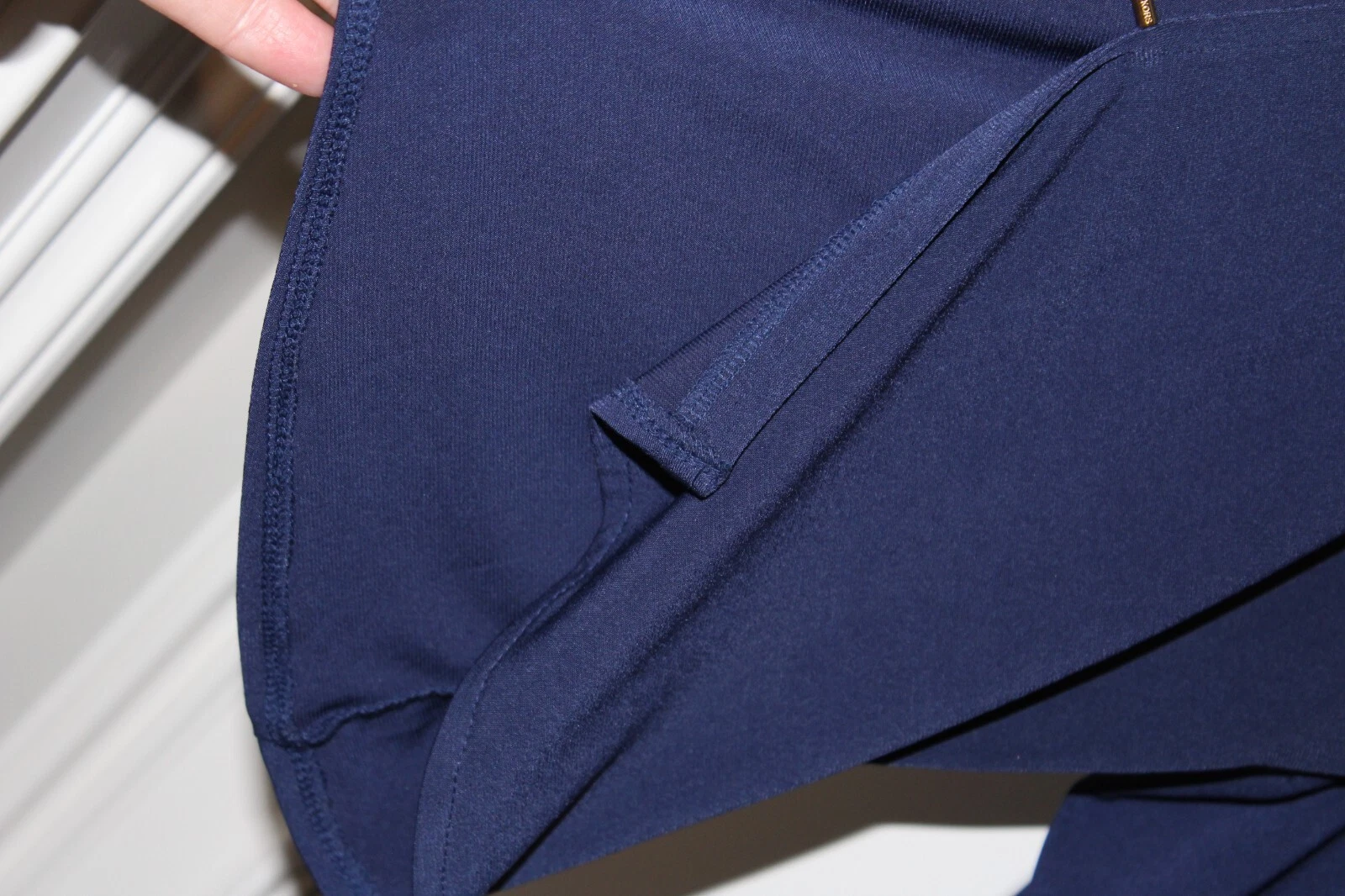 Abito donna Michael Kors 3X scollo a V tono oro ferramenta su maniche blu navy