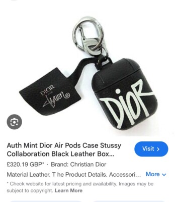 ディオールオム　stussy AirPodsケース Dior And Shawn Airpods Case Black in Grained Calfskin with