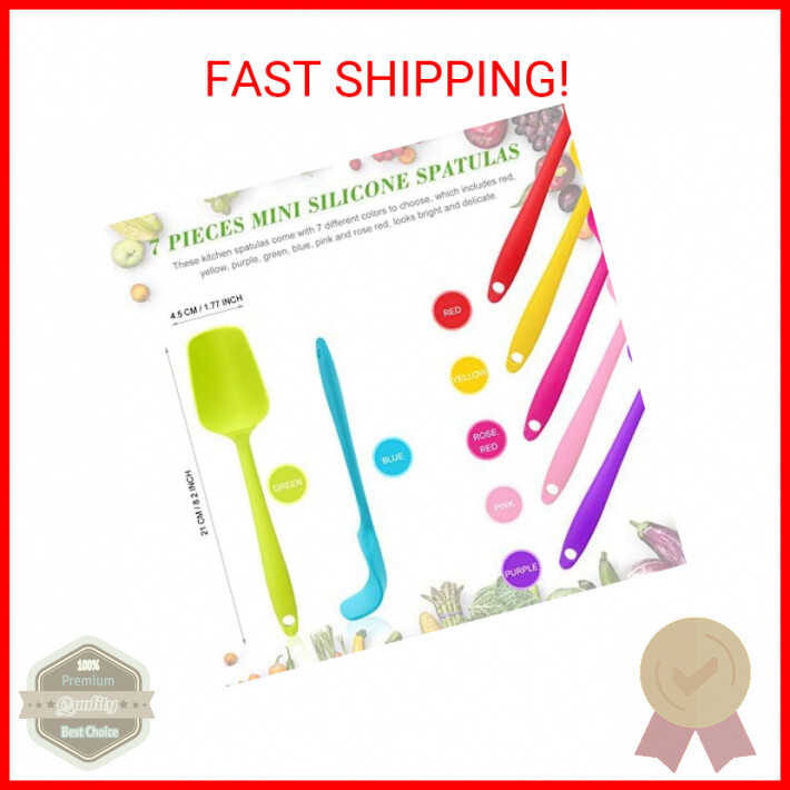 Patelai Silicone Spatulas, 7 Pieces 8.2 Inch Small Rubber Spoon Spatula Non Stic