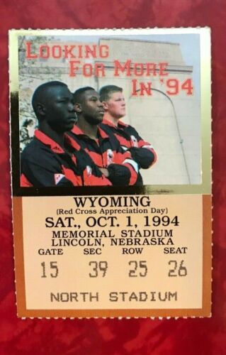 Boleto de boleto de fútbol Nebraska Huskers vs Wyoming Cowboys 1994 10/1/1994 - Imagen 1 de 1