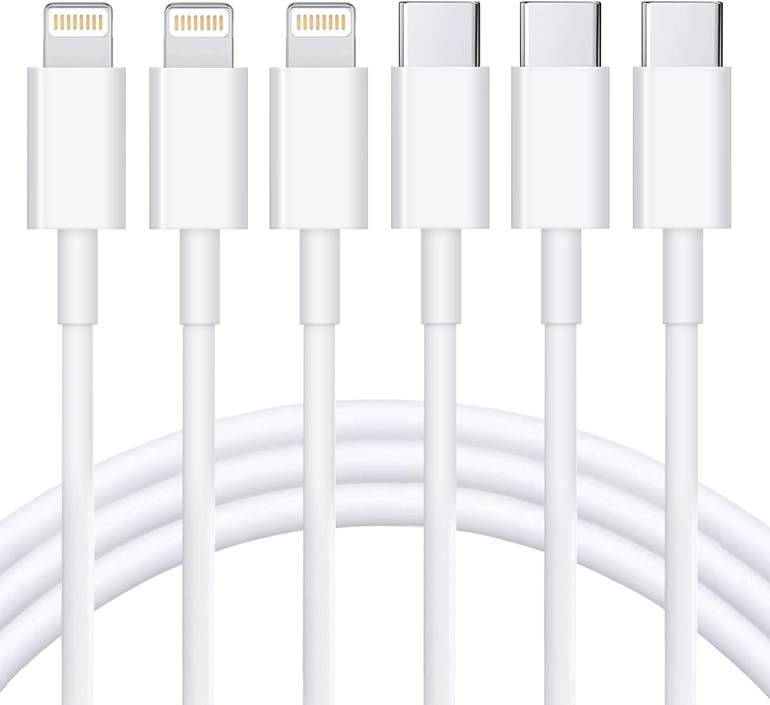 USB C to Lightning Cable 3Pack 6FT [Mfi Certified] Iphone Fast Charger Cable USB-image
