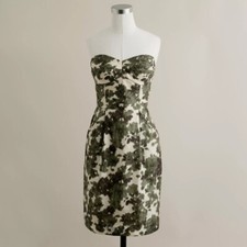 J. Crew Silk Green Ikat Bustier Dress- size 8