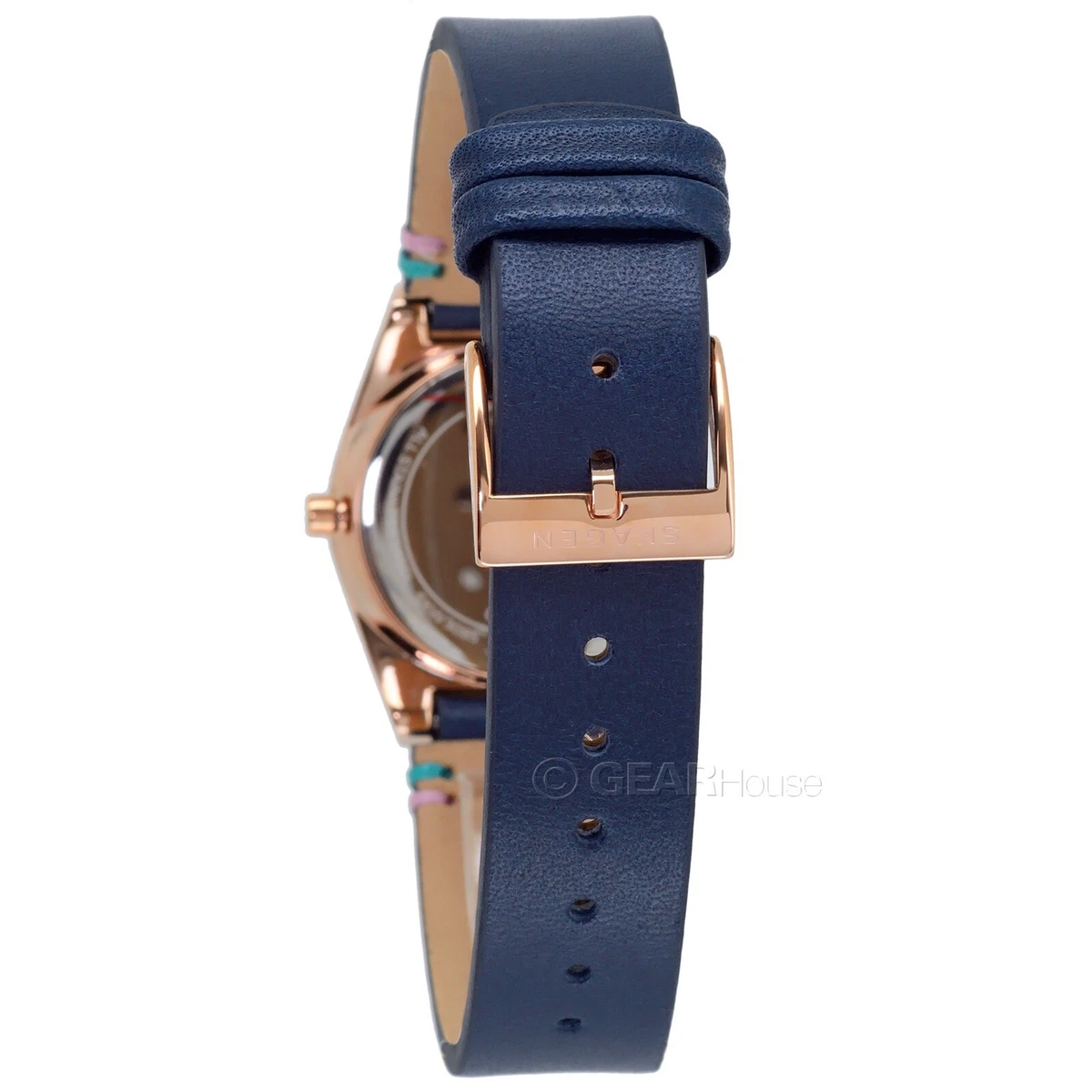 Skagen Womens Grenen Lille Solar Powered Halo Watch Rose Gold Navy