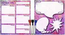 Set with 5 Items - Weekly Magnetic Dry Erase Calendar Planner Organizer