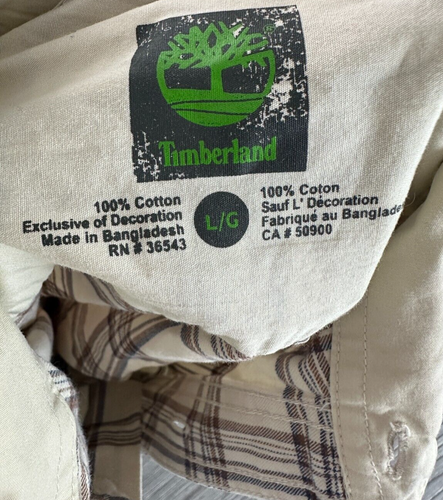 Timberland Shirt Mens Large Cream Plaid Size Large - Picture 8 of 8