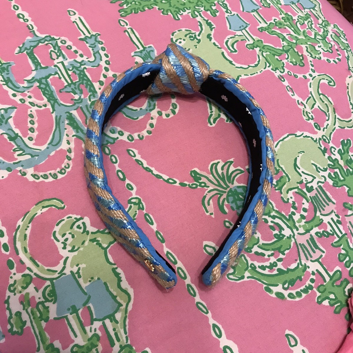 Lele Sadoughi blue striped raffia knotted headband Lele Sadoughi blue striped raffia knotted | Mercari main image 4