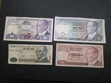 Turkey 4 Different Banknotes 1970s and 1980s