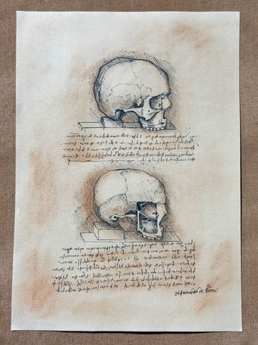 Leonardo da Vinci (Handarbeit) Mischtechnik Papierzeichnung Antik Signiert und Stempel - Bild 1 von 4