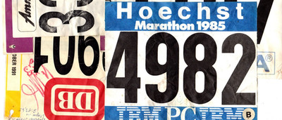 Frankfurt Hoechst DB Marathon 4 Startnr. 8 Medaillen Autogramm Herbert Steffny