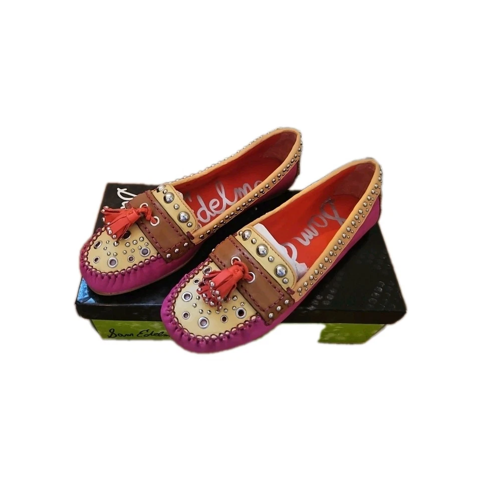 Zapatos mocasines planos con tachuelas eclécticos Sam Edelman para mujer talla 7,5 rosa Foto 2 de 4