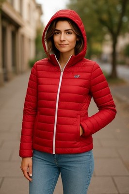 Red Puffer Jacket Women's Size Large Hollister