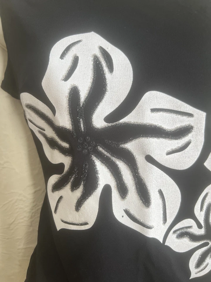 Chaleco Bardot Floral Flor Negra Joseph Ribkoff Cami Top Adornado De Colección Y2k M Foto 4 de 4