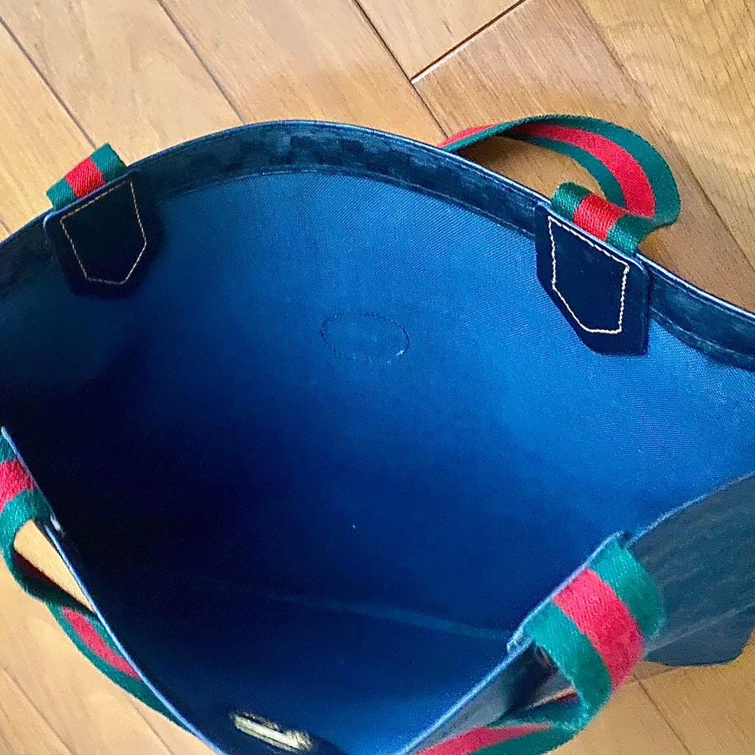 GUCCI Vintage Sherry Line Leather Tote Bag Black GG Leather Made in Italy thumbnail 5