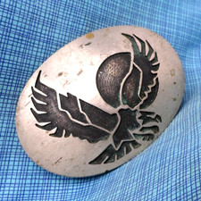 Western Native Eagle Sun Belt Buckle Artisan Handmade Sportsman Vtg 70s .GMP711