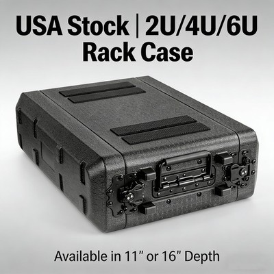 Rack Case 2U 4U 6U Space SHALLOW 11 Inch Deep, DJ Light Weight 19'' wide w Screws