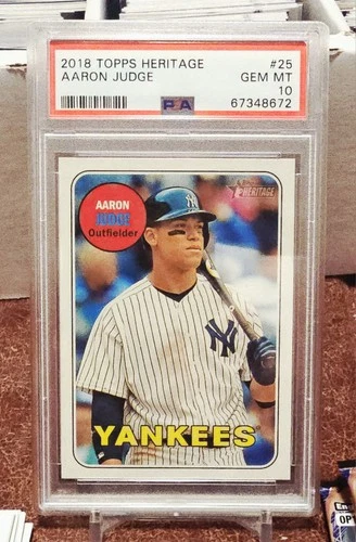 Aaron Judge Last Name In Blue 2018 Topps Heritage Error Variation SP PSA 10