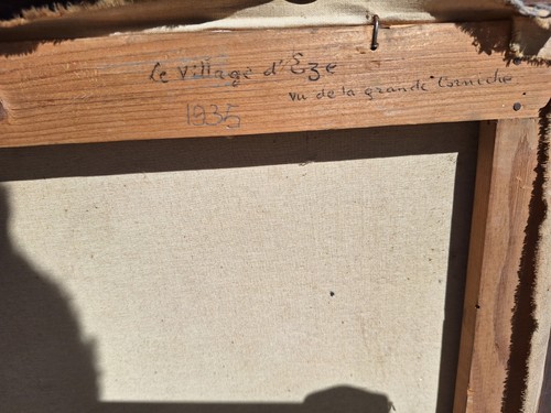 peinture ancienne hst Village D’èze "Vue De La Grande Corniche"1935 Paul Servais - Photo 12 sur 12