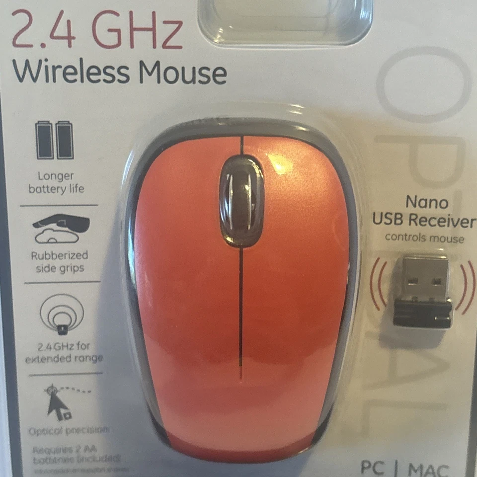 GE 2.4 GHz Wireless Optical Mouse Red Nano USB Receiver 14412 NEW/SEALED - Image 4 of 4