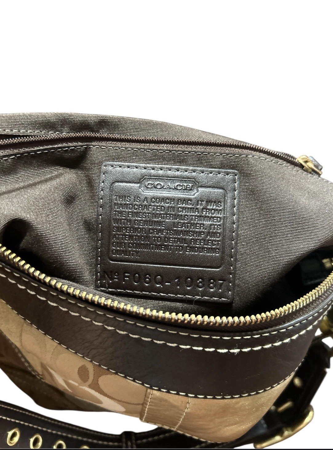 Borsa a tracolla Coach vintage monogramma patchwork marrone scamosciato oro pelle Y2K