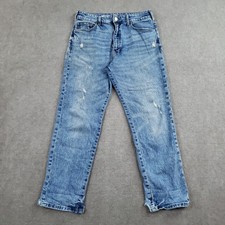 Pilcro Jeans Womens 27 Blue Mom High Rise Relaxed Distressed Stretch Denim Ankle