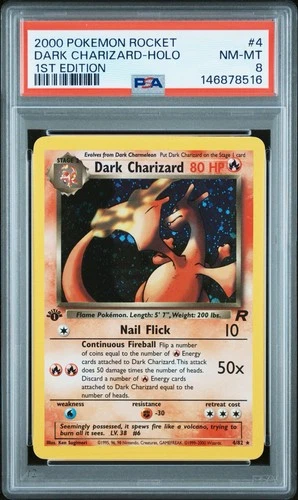 2000 POKEMON ROCKET 1ST ED #4 DARK CHARIZARD HOLO PSA 8