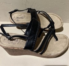 Women s Wedge Black Sandals with Ankle Buckles - Y2K Mudd Brand Women s size 9