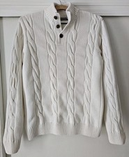 Vintage 90s-00s Chaps Ralph Lauren Ivory Cable Knit Sweater Mock Neck. Size L