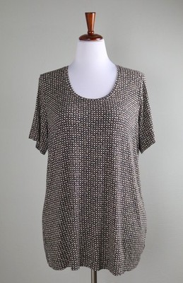 MARINA RINALDI Voyage $395 Soft Stretch Casual Printed Tee Top Size US Large