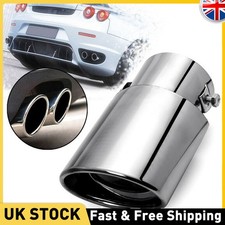 2.5'' LED Silver Car Exhaust Tip Muffler Straight Tail Pipe Cover Trim Silver UK