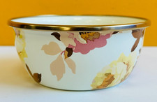 MacKenzie-Childs 89243-2114 Wild Rose White Pinch Bowl, Hand Glazed Steel. New 