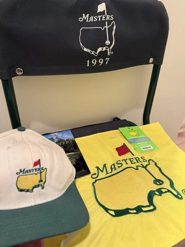  1997 Masters Tournament Flag and vintage Tiger Woods bundle- extremely RARE !!! - product listing photo