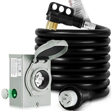 50 Amp Generator Cord 25FT and Pre-Drilled Power Inlet Box, 50 amp Generator ...