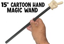 15" BLACK MAGIC WAND CARTOON HAND Wizard Finger Kid Show Toy Magician Clown Prop
