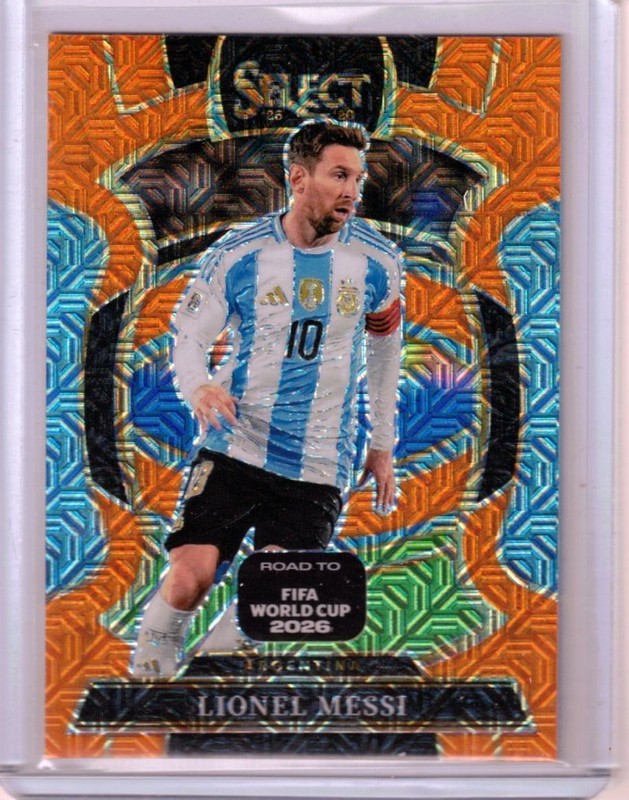 2025-26 PANINI SELECT ROAD TO WORLD CUP LIONEL MESSI ORANGE MOJO PRIZM #033/825