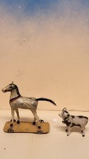 Early Antique Small German Wooly Putz Ram w. Early GREAT Pull Toy Horse