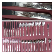 Vintage 35 Pc Revelation 1953 Silver Plate Pattern Flatware Set