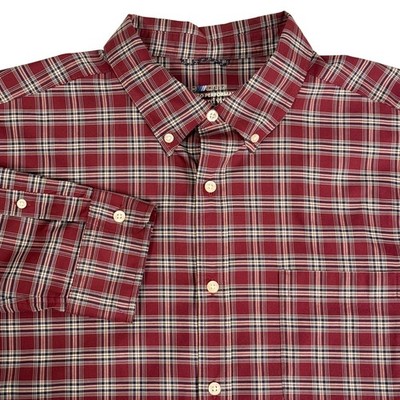 Vineyard Vines OTG Performance Plaid Shirt Burgundy BRRR Cooling Stretch Mens XL