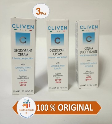 3er Pack X Cliven 7 Days Deodorant Cream for Intense Disspiration, 25 ml -...