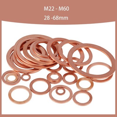 M22 - M60/28 - 68mm Metric Copper Sealing Washers Flat Gasket Rings Din 7603