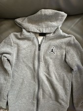 Jordan Boys Full Zip Hoodie Gray Jumpman Logo Fleece 5-6 Years