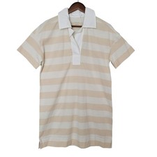 Everlane The Organic Cotton Polo Dress Size S Beech/Bone Striped Preppy NWT