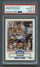 1990 DERRICK COLEMAN ROOKIE FLEER  PSA 10 GRADED/DNA 10 AUTO NJ NETS #U-60  RZC