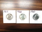 Lot of 3 Uncirculated Washington Quarters – 1955, 1960, 1964 – Bright BU Silver