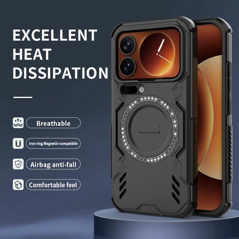 JIAFEI Cover Per Xiaomi Poco X4 Pro 5G - Custodia Antiurdo Con Anello Girevole 360° E Supporto Magnetico, Rosso - 4