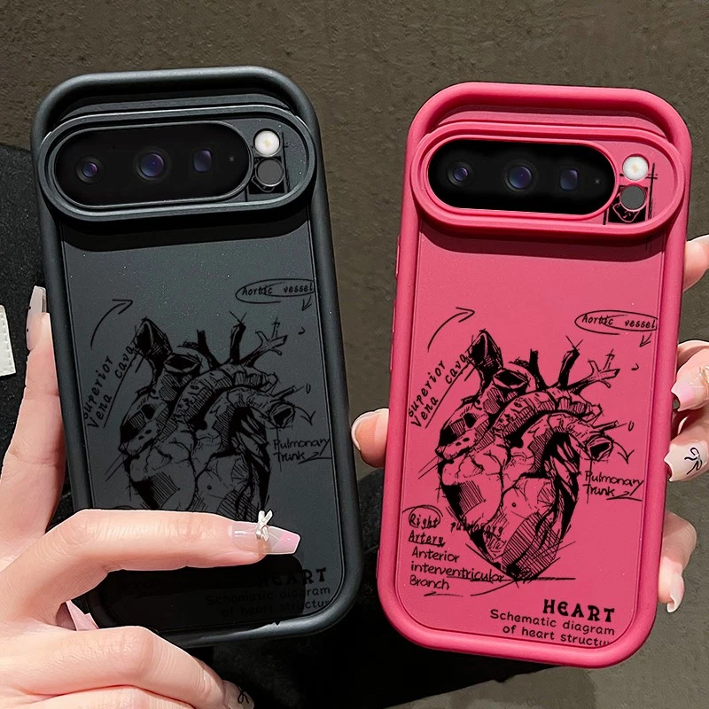 ShockProof Heart Pattern Silicone Case For Google Pixel 9 8 7 Pro XL 8A 7A Cover - Image 4 of 4
