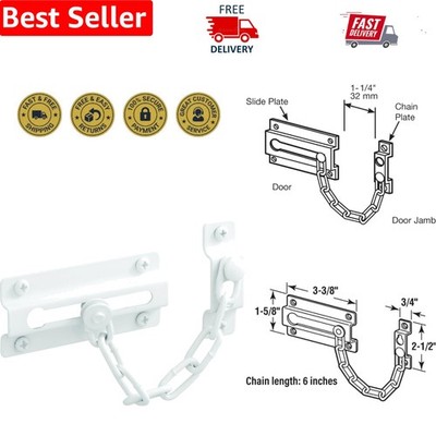Modern White Chain Door Guard with 6-Inch Steel Chain for Safe Ventilation