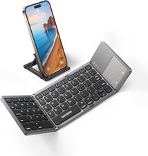 Foldable Bluetooth Keyboard with Touchpad, Portable Wireless Keyboard with Stand