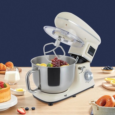 SM-1505HL 6.5Qt Stand Mixer 1350W 6+1 Speed LCD Timer Dough Mixer White